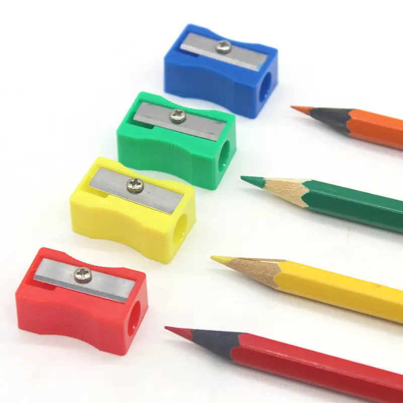 Taille-crayon rectangulaire en plastique promotionnel étudiant bureau école papeterie mini taille-crayon