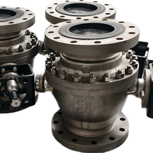 Válvula de bola manual OEM de cuerpo dividido atornillado con extremos de brida montados en trunnion de 8 pulgadas, 300LB, CF8M SS316 para la industria del petróleo y gas - Product Image 1