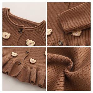 Set di Abbigliamento in Lana per Bambine, Stile Maillard, Completo a Due Pezzi Lavorato a Maglia, Autunno-Inverno 2025, Top e <span class=keywords><strong>Pantaloni</strong></span> Eleganti con Motivo Orsacchiotto - Product Image 6