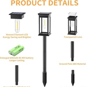 Lampe solaire de jardin Xinhuiyuan, lumière blanc chaud bronze, 12-16 heures d'autonomie, éclairage de chemin extérieur, étanche, lumière décorative pour pelouse - Product Image 2