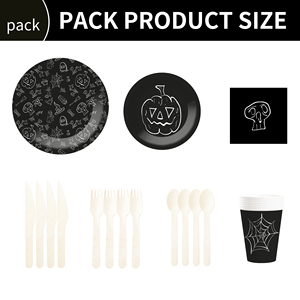 DAMAI Happy Halloween Party Favor Vintage Halloween Decoration Disposable Tableware for Pumpkin Skull Plates Net Napkins Cups - Product Image 6