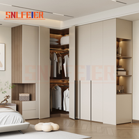 Armoire de chambre à coucher moderne en forme de L avec coiffeuse ensemble de coiffeuse porte de placard en bois massif personnalisée pour meubles de maison