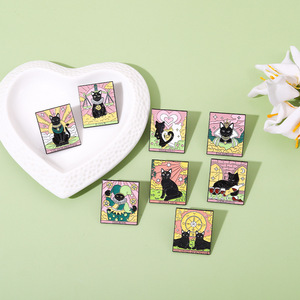 Pin personalizado de adivinación, conjunto de insignia de astrología, <span class=keywords><strong>tarot</strong></span>, Luna, solapa, dibujos animados de metal, Gato Negro, esmalte de tarjeta, <span class=keywords><strong>tarot</strong></span> - Product Image 3