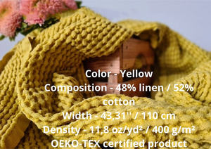 <span class=keywords><strong>Tissu</strong></span> gaufré en mélange de <span class=keywords><strong>lin</strong></span> et de coton 400 g/m², <span class=keywords><strong>tissu</strong></span> naturel respirant pour peignoir, serviette, literie - Product Image 2