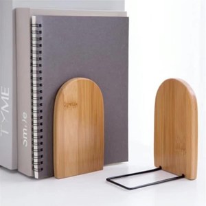 Sujetalibros de bambú Yuka, soportes de madera para libros de 130x90x105mm, para almacenamiento en escritorio u oficina - Product Image 3