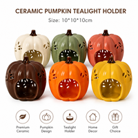 Support de bougie en céramique en forme de citrouille, lanterne décorative pour Halloween, décoration d'automne pour la maison, vente en gros
