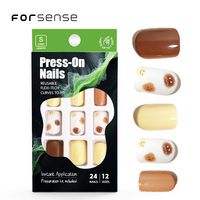 2025 logo personnalisé court carré presse sur les ongles pour les filles vacances mignon dessin animé visage conceptions porter des ongles vacances beige brun ongles conseils