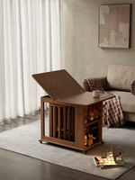 Massivholz Moderner Minimalistischer Klappbarer Couchtisch mit Stauraum für Kleine Wohnungen Wohnzimmer und Essbereich BJ041