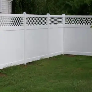 Alta qualità 6FT alto X8FT ampio vinile bianco in PVC rivestito Privacy recinzione pannelli con reticolo superiore per giardino