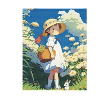 4050 Nouvelle Arrivée Transfrontalière Série Paysages Anime Peinture Diamant Artisanat DIY Moderne Minimaliste Encadré en Bois Massif
