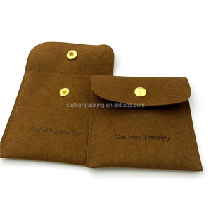 Túi Bao Bì Nhẫn Vi Sợi Da Lộn Đóng Nút Sang Trọng Túi Đựng Trang Sức Quà Tặng Vi Sợi Màu Nâu - Product Image 4