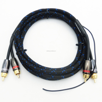 Câble audio haute fidélité RCA tressé à paire torsadée RCA vers RCA pour voiture, câble micro auxiliaire de haute qualité, mâle-mâle en métal