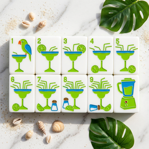 Jeu de Mahjong Portable en Acrylique Tiki Time, Style Tropical Tiki Hawaïen, Tuiles de Mahjong Américaines, Pieds Pliants, Jeu de Vacances pour 4 Joueurs - Product Image 2
