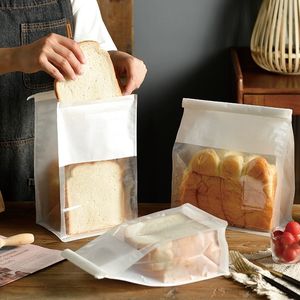 Bolsas de Papel Kraft Desechables <span class=keywords><strong>para</strong></span> Reciclar Pan, Panadería, Comida, Palomitas de Maíz, Bolsas de Papel a Prueba de Grasa con Ventanas - Product Image 3