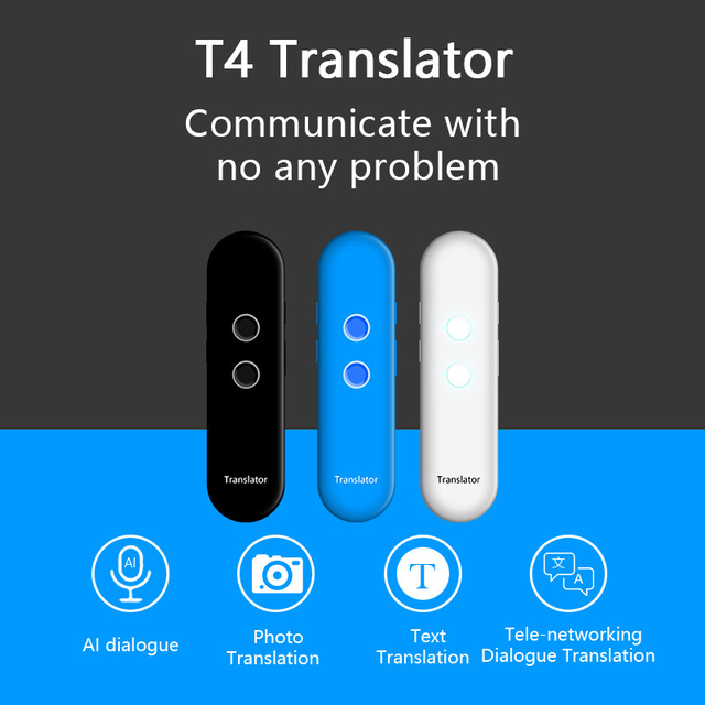 Professional T4 Smart  Voice Translator AI Dialogue Photo Translation Handheld Device For Travel Business
