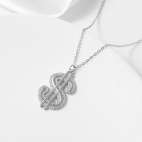 Collier tendance en argent S925 plaqué or avec signe dollar et zircon, pendentif argent sterling 925 en forme de signe dollar