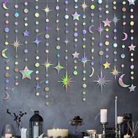 Guirlande étoile et lune à suspendre pour mur et plafond - Décorations pour la Saint-Valentin, anniversaire, Noël, Ramadan, Fournitures de fête EID Mubarak