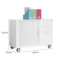 Armoire de classement en acier à 3 tiroirs avec porte tambour, meuble mobile à porte à enroulement, chariot tambour commercial en acier, armoire latérale en acier