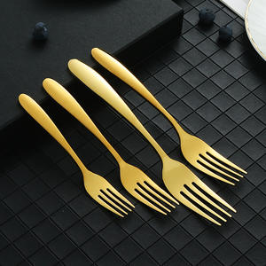 Nuevo juego de cuchara y tenedor con mango curvo de acero inoxidable 304, 6 piezas, dorado y plateado, para uso doméstico y hotelero. - Product Image 5