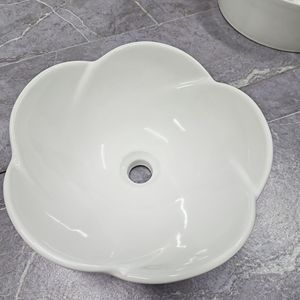 Lavabo de Cerámica con Forma de Loto, 40x40cm, Lavabo Artístico de un Solo Orificio - Product Image 3