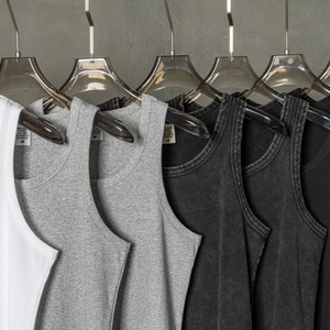 Alta calidad en blanco casual al por mayor logotipo personalizado ropa de calle de peso pesado Puff impresión camisetas sin mangas para los hombres - Product Image 5