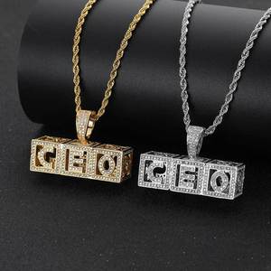Hollow Cube <b>Block</b> Letter Spliced Hip Hop Pendant Custom Real Gold Plated Prong Setting 925 Silver Moissanite Bling <b>Iced</b> Out - Product Image 1