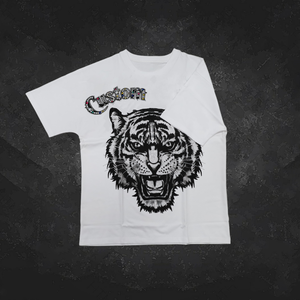 เสื้อยืดคอกลมแขนสั้นลายเสือพิมพ์ลายตามสั่งสำหรับผู้ชาย ทรงโอเวอร์ไซส์ ผ้าคอตตอนเจอร์ซีย์ สไตล์สตรีทแวร์ลำลอง - Product Image 3