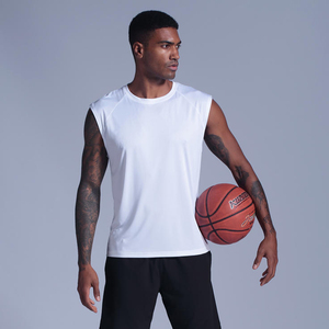 Casual Sporty Quick Dry Breathable O-Neck Sleeveless 100% Polyester T-Shirt Undershirt <b>Singlets</b> Wear Vest <b>For</b> <b>Men</b> - Product Image 1