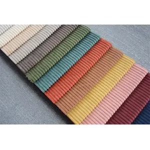 Wholesale Soft 90% Poly 10% Nylon Double Stretched Non Woven Backing Heavyweight Striped 370gsm Velvet Corduroy Fabric for Sofa