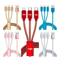 Offre Spéciale 1.2M 3IN1 câble de charge multi USB 3 1 câble de données de tresse en nylon pour téléphone/type-c/Android cuivre pur pour ordinateur IOS