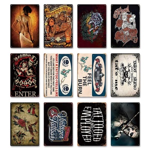 Affiche métallique tatouage, plaque rétro en étain, décoration vintage pour bar, pub, club, salon de tatouage, ou man cave, vente en gros - Product Image 5