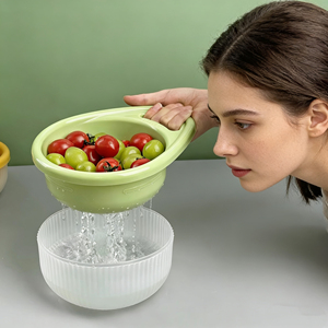 Wholesale Cute Handle Drain Basket Filter Fruit Household Kitchen Cleaning Double Layer - Product Image 5