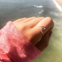 Anillo Bohemio de Acero Inoxidable para Mujer, Chapado en Oro de 14k, con Elegante Forma de Ola
