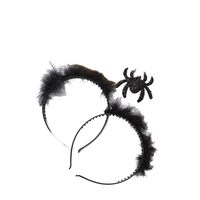Serre-tête réutilisable en plastique pour Halloween avec pince tête de chauve-souris, ressort araignée et plumes, décoration fantôme créative pour fête et bal de promo