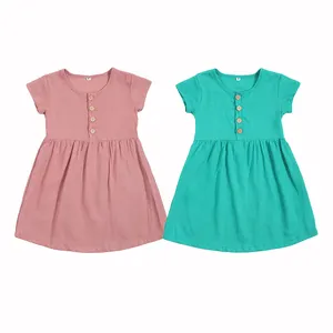 Lanye Tùy Chỉnh Bé Cô Gái Thoáng Khí Linen Bãi Biển Ăn Mặc Toddler Mùa Hè Kỳ Nghỉ Trang Phục Dresses Quần Áo