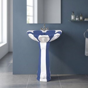 Luxury Multi Color Lotus Design Ceramic Pedestal Wash Basin Rectangle Lavabo Sink For Hospital Bathroom - Product Image 6