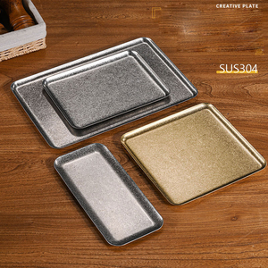 <span class=keywords><strong>Assiette</strong></span> carrée vintage coréenne 304 plateau en acier inoxydable café <span class=keywords><strong>Dessert</strong></span> <span class=keywords><strong>assiette</strong></span> à gâteau faire vieux plateau de barbecue avec logo personnalisé - Product Image 1