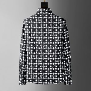 <span class=keywords><strong>เสื้อ</strong></span>เชิ้ตแขน<span class=keywords><strong>ยาว</strong></span>สไตล์วินเทจสำหรับผู้ชาย ลายพิมพ์เรขาคณิตสีดำขาวโดดเด่น พร้อมลายหัวกะโหลกสไตล์มิกกี้ - Product Image 2