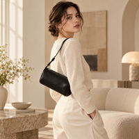 Sac à main en cuir de mouton véritable Baguette, pochette à poignée supérieure, sac à bandoulière pour femmes, logo personnalisé OEM ODM, vente en gros
