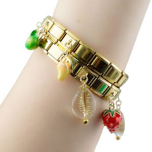Bracelets à breloques de mode italienne, nouvelle série de pendentifs en forme de fruits et de fleurs, bracelet élastique, assemblage personnalisé - Product Image 4