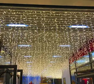 3.5M sıcak beyaz LED saçağı damlayan ışık Led Festival ışıkları açık ışık net saçak dekoratif lamba şelale lambası