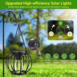 Nueva Lámpara Solar LED para Jardín, Luz Blanca Cálida, Farol Colgante de Hierro para Patio, Camino, Césped, Decoración, Resistente al Agua IP65 - Product Image 4