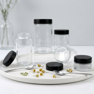 Custom <b>Clear</b> Glass Jars 4oz, 5oz, 6oz Cylinder packaging <b>Containers</b> brand logo printing - Product Image 1