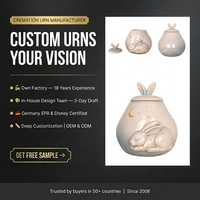 Urne funéraire en céramique personnalisée en forme de lapin mignon pour cendres de chien ou de chat, souvenir commémoratif, sculpture animale faite à la main, récipient pour cendres