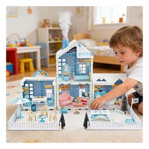 Casa de Muñecas de Plástico Premium con Piscina, Balcón, Tobogán, Ascensor, Muebles de Juego de Imitación, Regalo para Niñas, Niños y Familia - Product Image 6