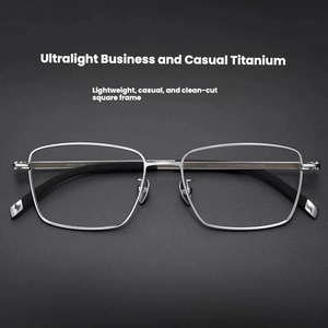 إطار نظارات كلاسيكي مربع الشكل للجنسين، خفيف الوزن للغاية، مصنوع من التيتانيوم النقي، مع عدسات AC مطبوعة، نظارات قراءة بإطار كامل للبالغين - Product Image 1