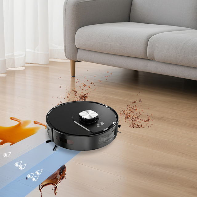 Floor Carpet Cleaning Mop Sweeping Robot With Mop with Self-Emptying Dustbin Features Robot Vacuum LDS Laser Navigation