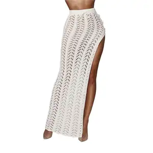 KZS028 — jupe longue de plage en dentelle, Sexy, trou ajouré, tricot à lacets, pour femmes