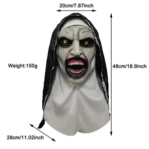 Máscara de látex de monja de terror con turbante accesorio de cosplay gótico aterrador para mujer para Halloween Fiesta del Día de Todos los Santos - Product Image 3