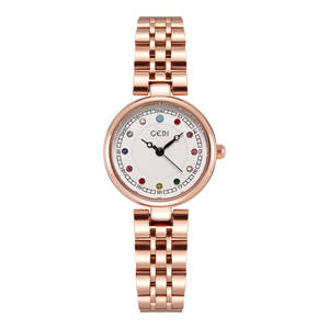 Reloj de cuarzo creativo de alta gama con esfera de diamantes de colores para mujer, de lujo ligero, de alto valor, resistente al agua, de acero inoxidable. - Product Image 6